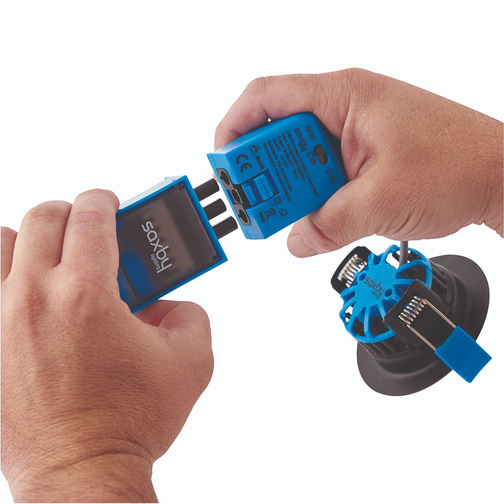 The DC connector allows for easy removal of the fitting during wiring, painting and decorating