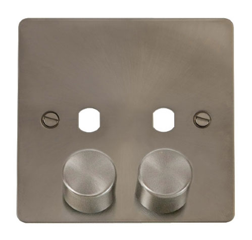 Click Define FPBS152PL Brushed Steel 2 Gang Dimmer Plate and Knob
