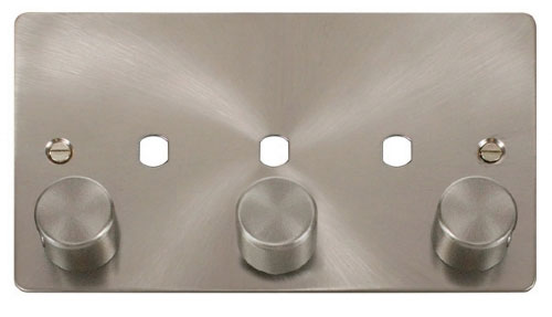 Click Define FPBS153PL Brushed Steel 3 Gang Dimmer Plate and Knob