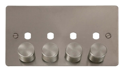 Click Define FPBS154PL Brushed Steel 4 Gang Dimmer Plate and Knob
