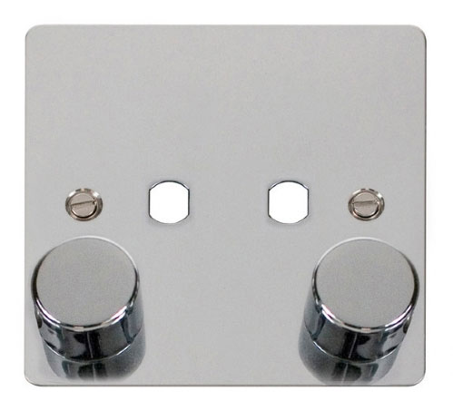 Click Define FPCH152PL Polished Chrome 2 Gang Dimmer Plate and Knob