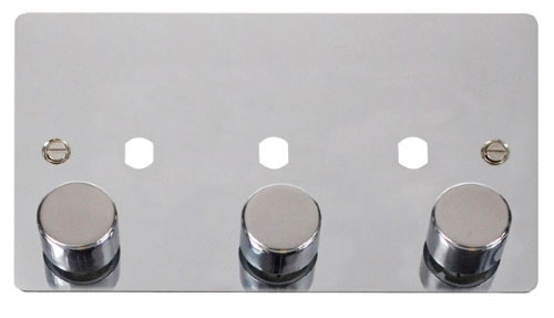 Click Define FPCH153PL Polished Chrome 3 Gang Dimmer Plate and Knob