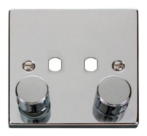 Scolmore Click Deco Polished Chrome VPCH152PL 2 Gang Dimmer Plate and Knob
