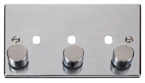 Scolmore Click Deco Polished Chrome VPCH153PL 3 Gang Dimmer Plate and Knob