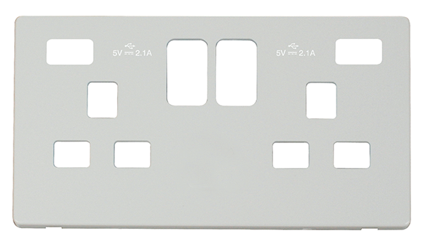 Definity SCP480PW White 2 Gang USB Cover Plate