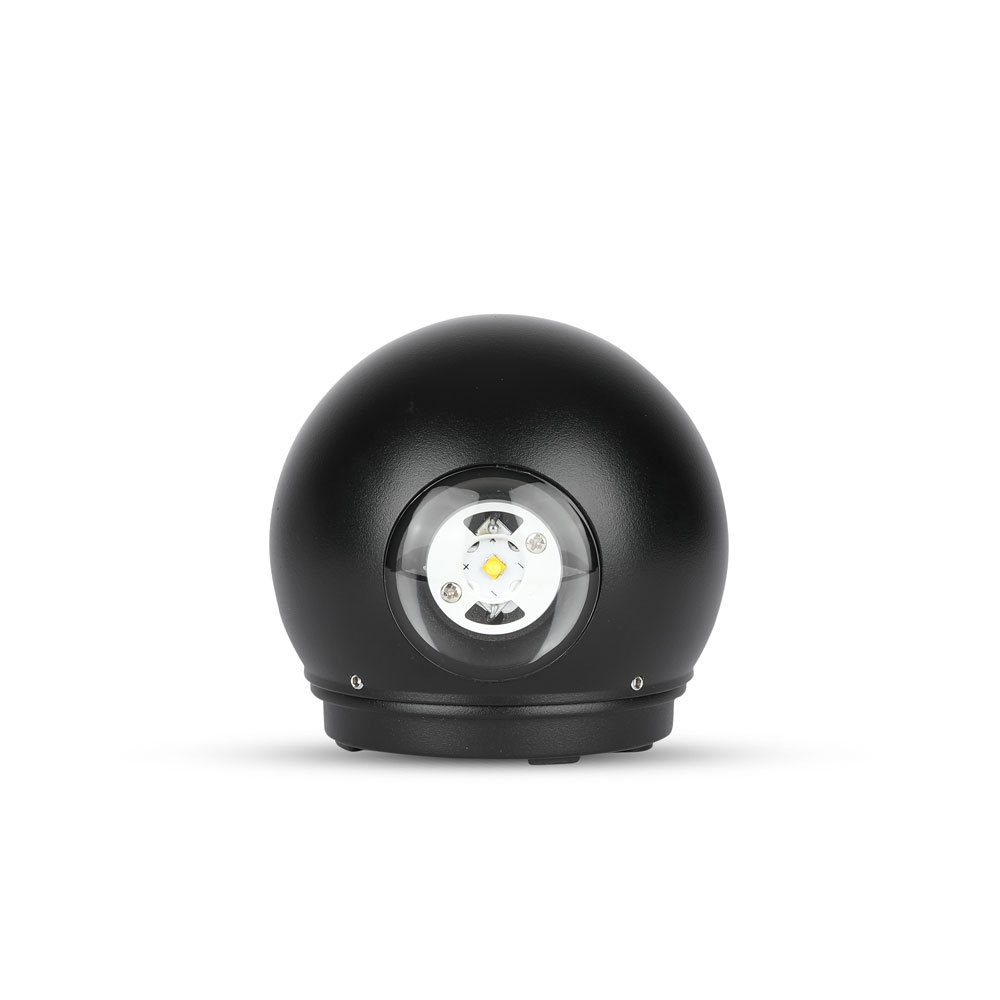 VTAC 6W LED Globe Wall Light Up & Down Black IP65 Top