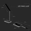 VTAC 5 Watt LED Table Lamp with Wireless Charger Black Dimensions