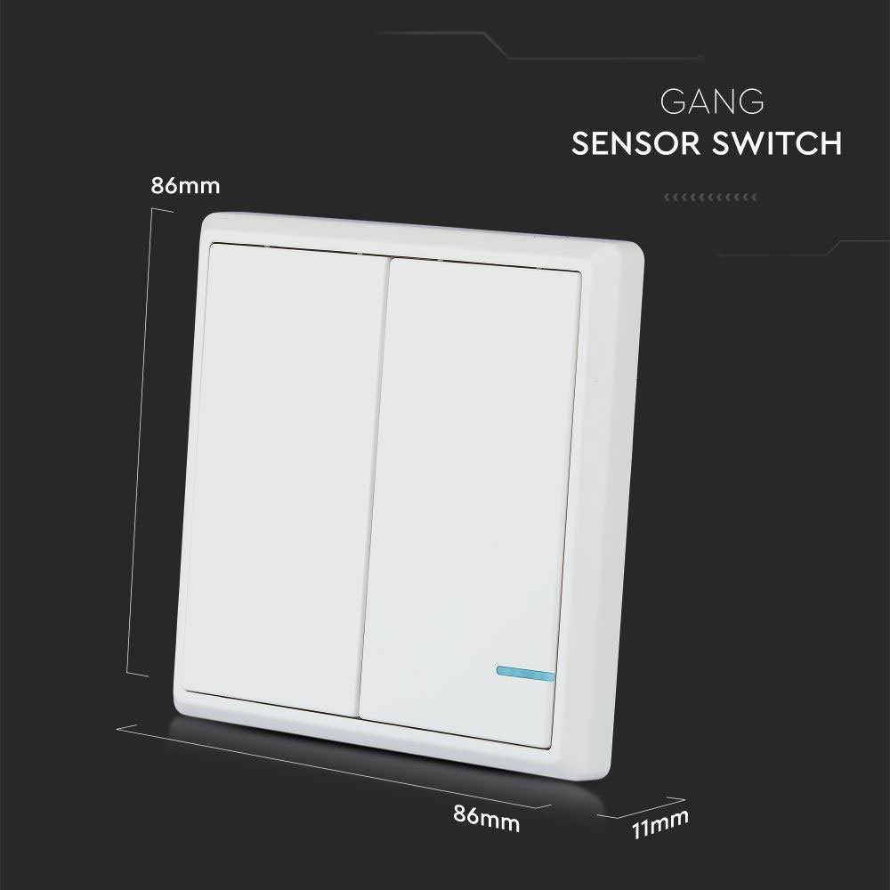 V-TAC 2 Gang Smart Wireless Light Switch White