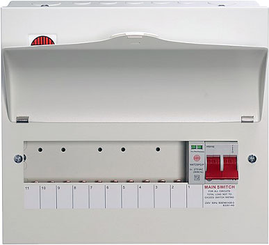 Wylex NM1006LS 10 Way 100A Main Switch Metalclad Consumer Unit with Type 2 SPD