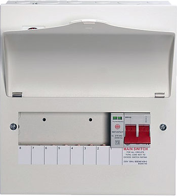 Wylex NM706LS 7 Way 100A Main Switch Metalclad Consumer Unit with Type 2 SPD