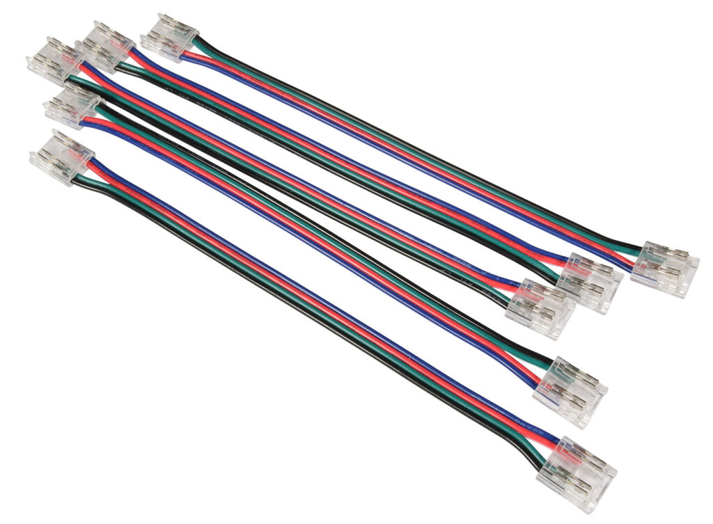 Solderless RGB 4 Core COB LED Strip to Strip 10mm Flex Connectors - 5 Pack