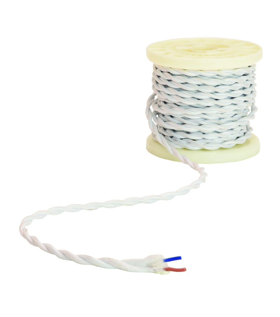 Lyyt Decorative Braided 2 Core Mains Cable White 5 Meters