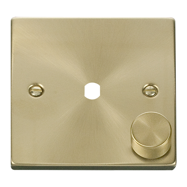 Scolmore Click Deco VPSB140PL Satin Brass 1 Gang Dimmer Plate and Knob