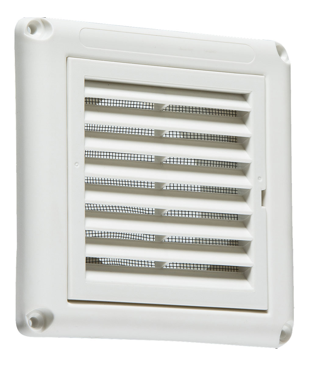 Knightsbridge EX009W Fixed Shutter Grill with Fly Screen White 4" 100mm