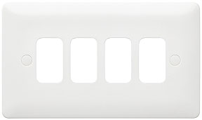 MB3634WHI 4 Gang Grid Front Plate White