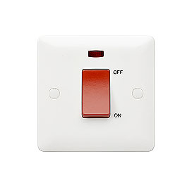 MB5105WHI 32A DP Switch Neon Single Plate