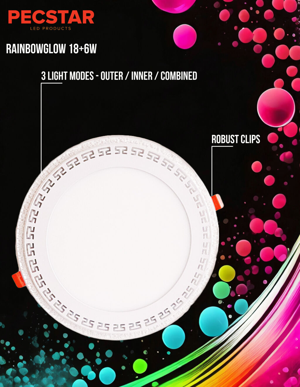 RainbowGlow RGB & Daylight LED Recessed Panel Light - 18 Watts