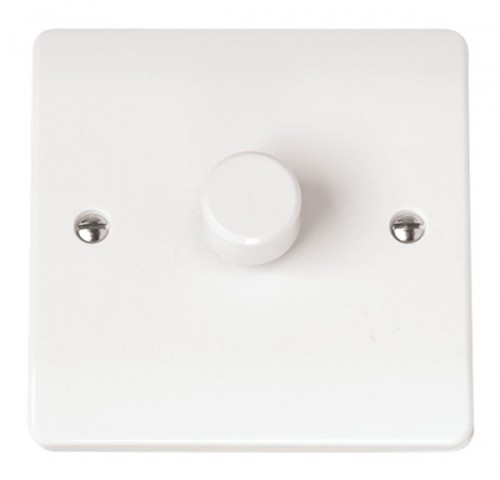 Light Dimmer Switch Push On Off 400W  1 Gang  2 Way White Plastic 