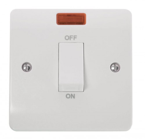 Contactum 45A Tall DP Red Switch 1G Neon vertical 1 Gang Cooker Switch 
