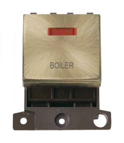 MD023ABBL 20A DP Ingot Switch With Neon Antique Brass Boiler