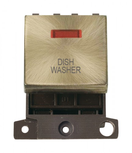 MD023ABDW 20A DP Ingot Switch With Neon Antique Brass Dishwasher