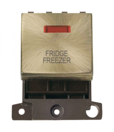 MD023ABFF 20A DP Ingot Switch With Neon Antique Brass Fridge Freezer