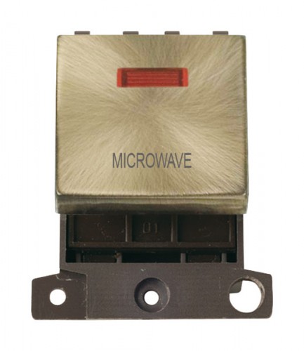 MD023ABMW 20A DP Ingot Switch With Neon Antique Brass Microwave