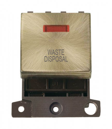 MD023ABWD 20A DP Ingot Switch With Neon Antique Brass Waste Disposal