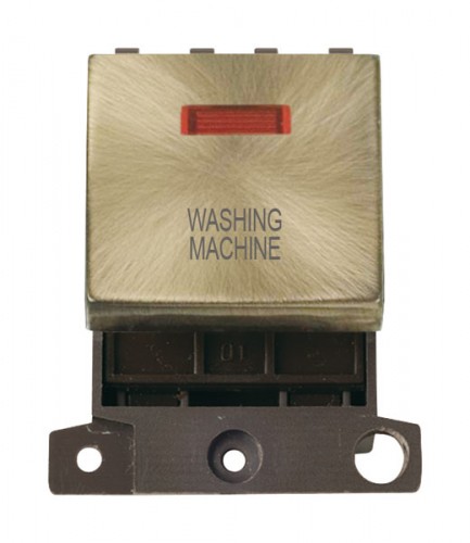 MD023ABWM 20A DP Ingot Switch With Neon Antique Brass Washing Machine