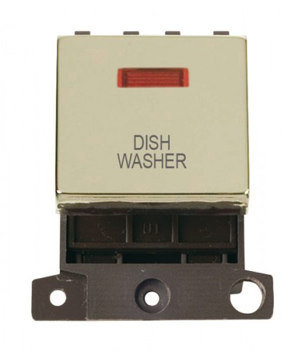 MD023BRDW 20A DP Ingot Switch With Neon Brass Dishwasher