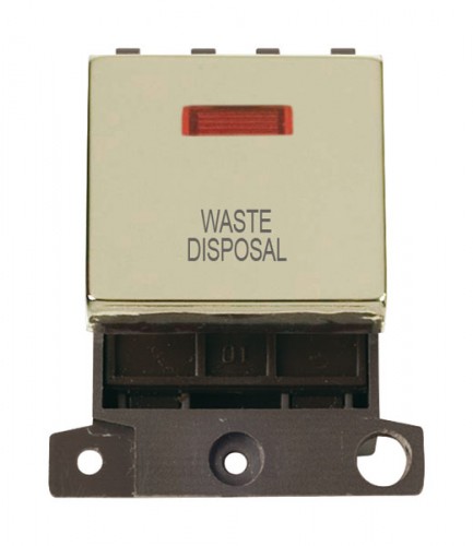 MD023BRWD 20A DP Ingot Switch With Neon Brass Waste Disposal