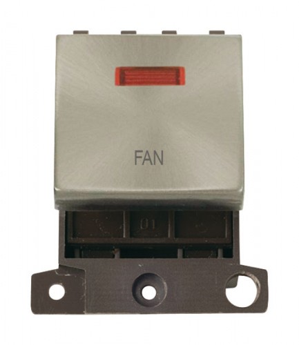 MD023BSFN 20A DP Ingot Switch With Neon Brushed Stainless Steel Fan