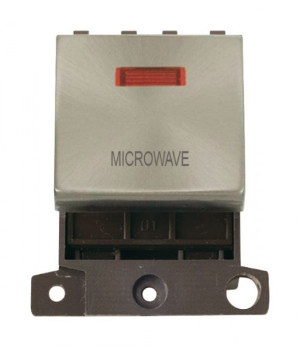 MD023BSMW 20A DP Ingot Switch With Neon Brushed Stainless Steel Microwave