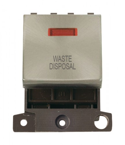 MD023BSWD 20A DP Ingot Switch With Neon Brushed Stainless Steel Waste Disposal