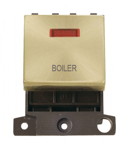 MD023SBBL 20A DP Ingot Switch With Neon Satin Brass Boiler