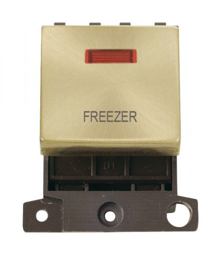 MD023SBFZ 20A DP Ingot Switch With Neon Satin Brass Freezer