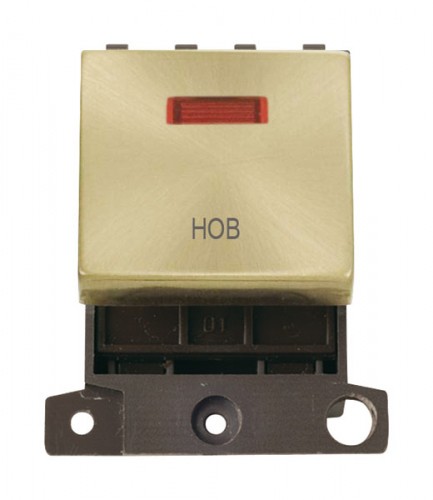 MD023SBHB 20A DP Ingot Switch With Neon Satin Brass Hob