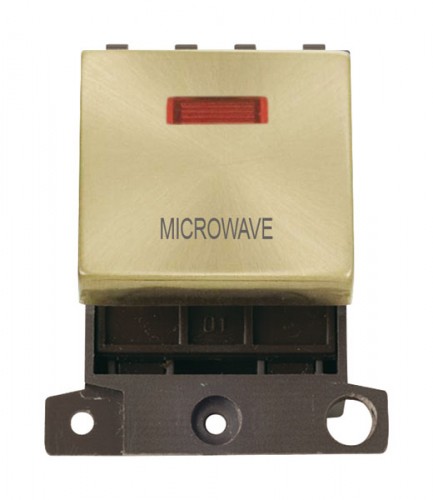 MD023SBMW 20A DP Ingot Switch With Neon Satin Brass Microwave