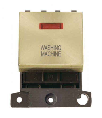 MD023SBWM 20A DP Ingot Switch With Neon Satin Brass Washing Machine