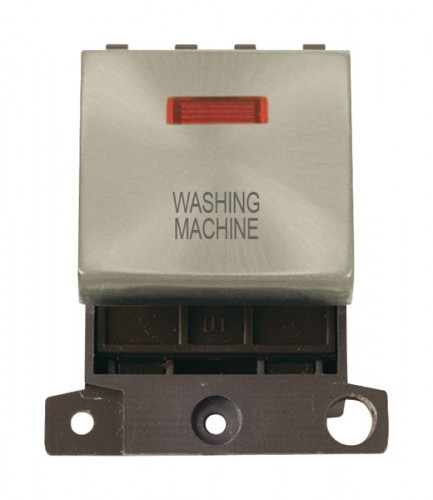 MD023SCWM 20A DP Ingot Switch With Neon - Satin Chrome - Washing Machine