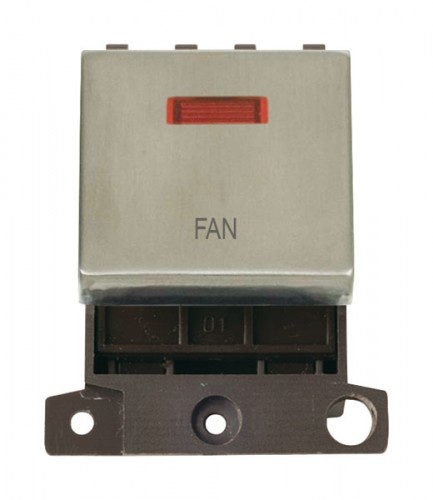 MD023SSFN 20A DP Ingot Switch With Neon - Stainless Steel - Fan
