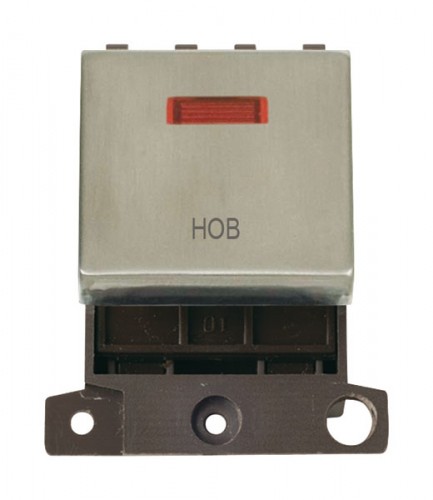MD023SSHB 20A DP Ingot Switch With Neon - Stainless Steel - Hob