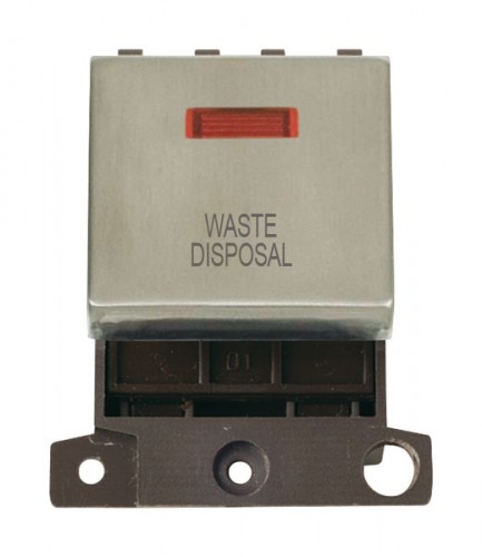 MD023SSWD 20A DP Ingot Switch With Neon - Stainless Steel - Waste Disposal