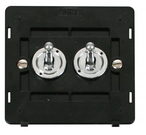 Scolmore Click Definity SIN422CH 10AX 2 Gang 2 Way Toggle Switch Insert Chrome