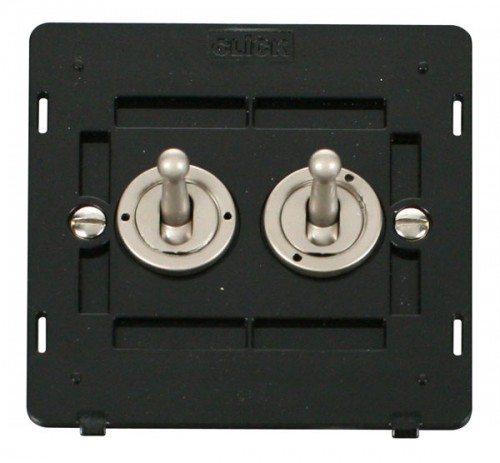 Scolmore Click Definity SIN422PN 10AX 2 Gang 2 Way Toggle Switch Insert Pearl Nickel