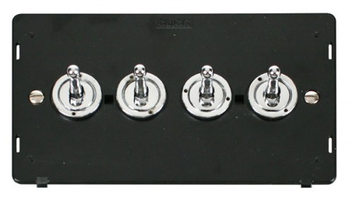 Scolmore Click Definity SIN424CH 10AX 4 Gang 2 Way Toggle Switch Insert Chrome