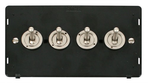 Scolmore Click Definity SIN424PN 10AX 4 Gang 2 Way Toggle Switch Insert Pearl Nickel