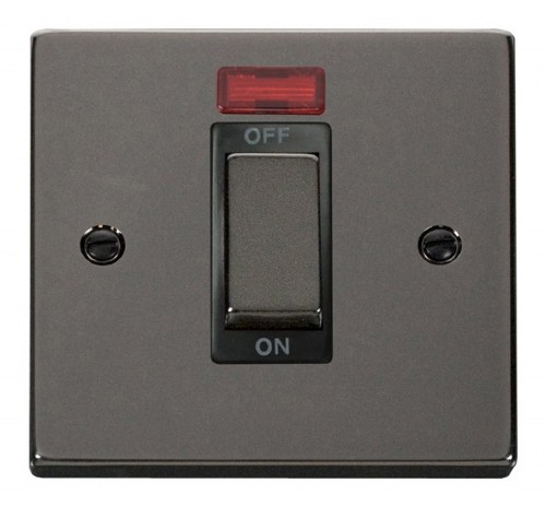 Scolmore Click Deco VPBN501BK 1 Gang 45A Ingot DP Switch With Neon