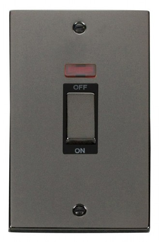 Scolmore Click Deco VPBN503BK 2 Gang 45A Ingot DP Switch With Neon