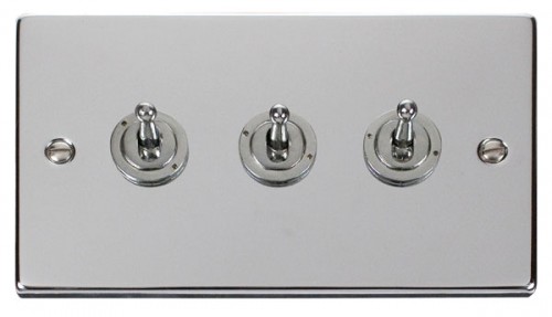Scolmore Click Deco VPCH423 3 Gang 2 Way 10AX Toggle Switch
